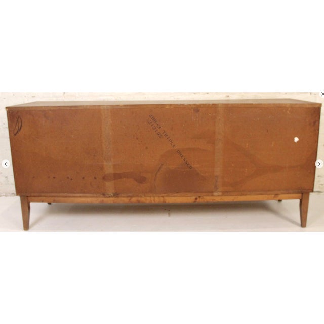 Vintage Nine Drawer Walnut Dresser by Dixie Furniture Co. For Sale - Image 14 of 16