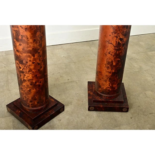 Brown French Vintage Faux Tortoiseshell Columns - A Pair For Sale - Image 8 of 10