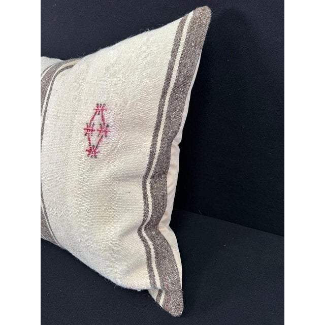 Turkish Hemp Pillow Cushion Natural Beige Brown Pillow Cushion Cover 24"x24" For Sale - Image 4 of 4