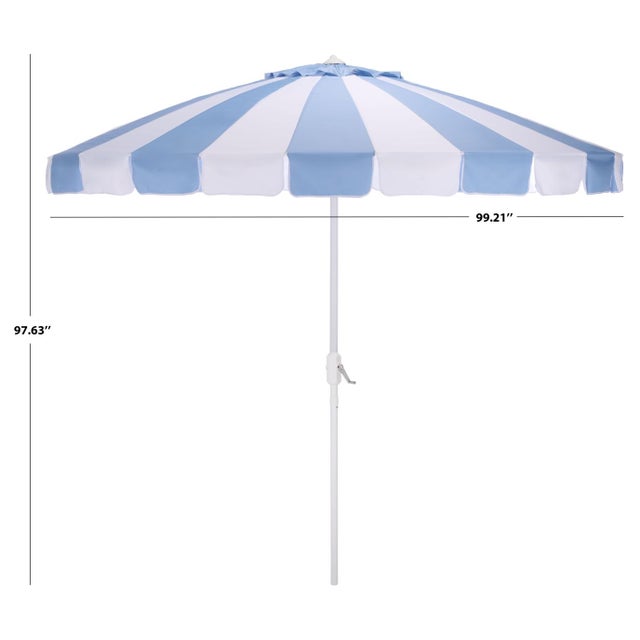 Transform your outdoor space with the BUTI 9 ft crank umbrella. Featuring a charming baby blue stripe design complemented...