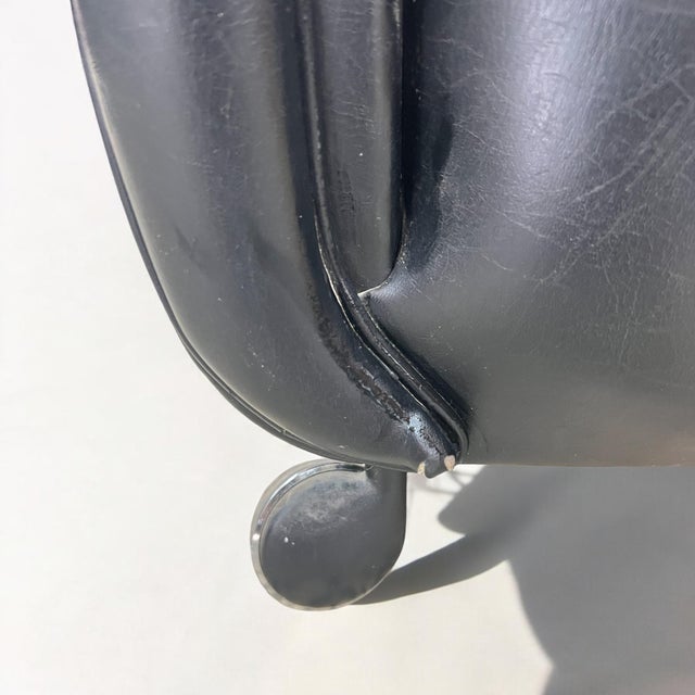 Art Deco Black Leather Club Chair, 1950s For Sale - Image 5 of 10