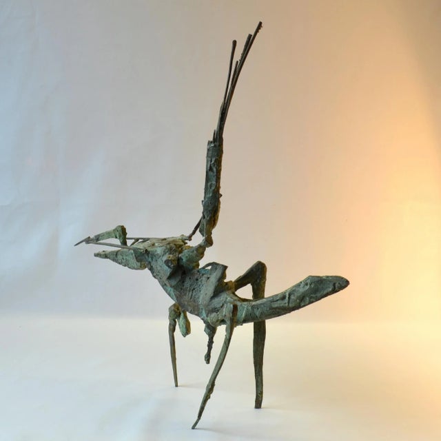 Green Brutalist Bronze Sculpture of Acrobat on Horse by Dutch Artist Jacobs For Sale - Image 8 of 10