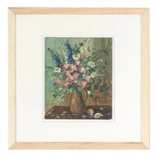 Wildflowers in a Vase, Oil on Plate, Framed For Sale