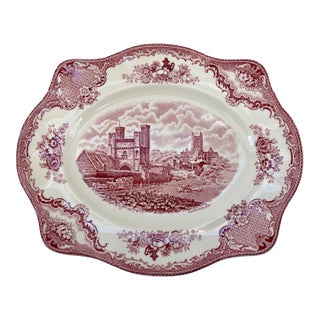 Vintage English Pink Old Britain Castles Johnson Brothers Serving Platter For Sale