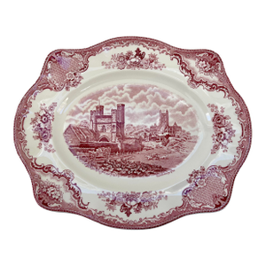 Vintage English Pink Old Britain Castles Johnson Brothers Serving Platter