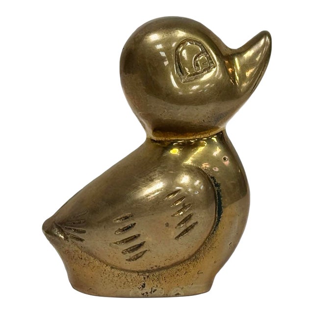 Vintage Mid-Century Brass Duckling Figure For Sale