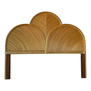 Vintage Palm Beach Queen Size Rattan Headboard For Sale