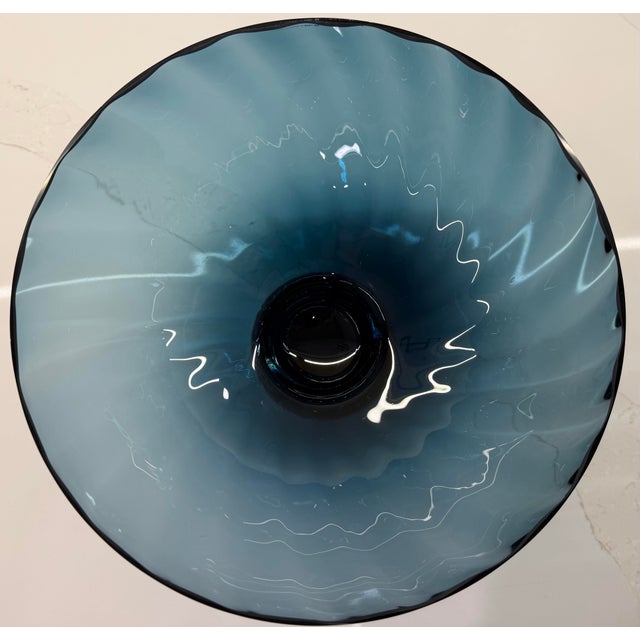 Global Views Blue Ball Footed Bowl Small Hand Blown Polish Art Glass (Listing 1) For Sale In Dallas - Image 6 of 11