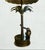 Vintage Palm Beach Regency Cast Iron Palm Tree Monkey Table Lamp W/ Hard Pleated Bell Red Parasol Shade For Sale In West Palm - Image 6 of 12