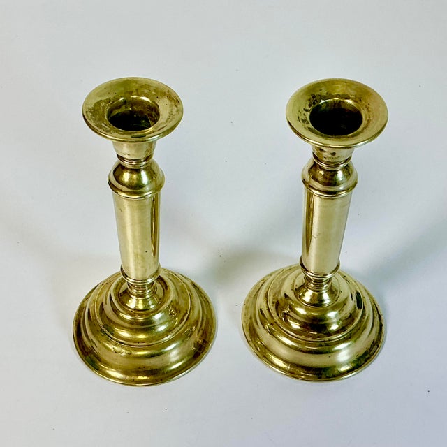 Mid-Century Boho Chic Patinated Brass Candle Holders - A Pair For Sale - Image 6 of 9