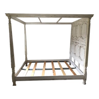 Vintage Canopy Wooden Queen Bed For Sale