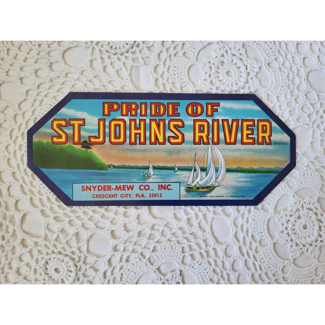American 1940s Pride of St Johns River Produce Crate Label For Sale - Image 3 of 3