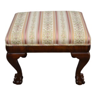 Antique Mahogany Ball & Claw Foot Regency Style Bench/Ottoman For Sale