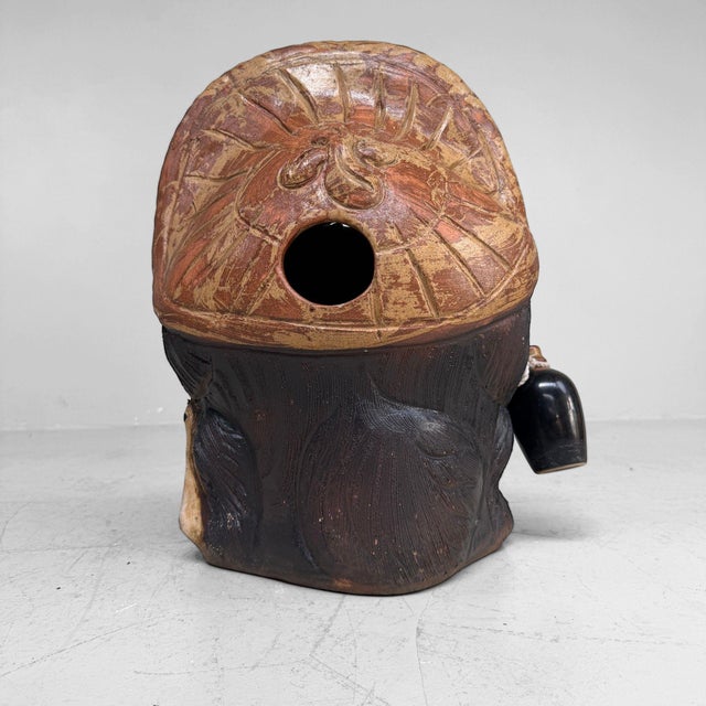 Shōwa Decorative Shigaraki Earthenware Tanuki with Sake Flask, Japan, 1970s For Sale - Image 9 of 11