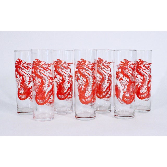 1970's Slim Collins Dragon Glasses, Set of 7 For Sale In Raleigh - Image 6 of 6