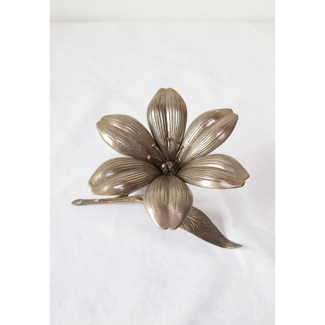 Vintage Silvered Bronze Flower Ashtray, 1960 For Sale - Image 4 of 8