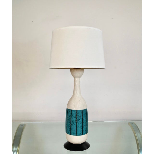 1960's Mid century Modern ceramic table lamp for sale. It's very solid and well made, and very unique. It's made of...