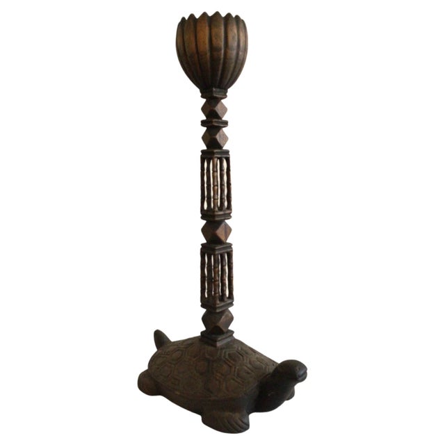 1960s Hand-Carved Wood Turtle Candlestick For Sale - Image 10 of 10
