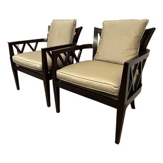 Barbara Barry for Baker Furniture Double X Armchairs, Pair For Sale