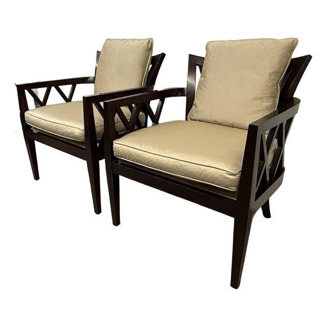 Barbara Barry for Baker Furniture Double X Armchairs, Pair For Sale