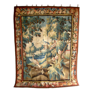 Aubusson Verdure Tapestry Birds and Cheery Trees Circa 17 Hundreds