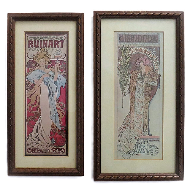 Mid 20th Century Set of 9 Alphonse Mucha Portrait Prints Framed Art Nouveau For Sale - Image 5 of 6