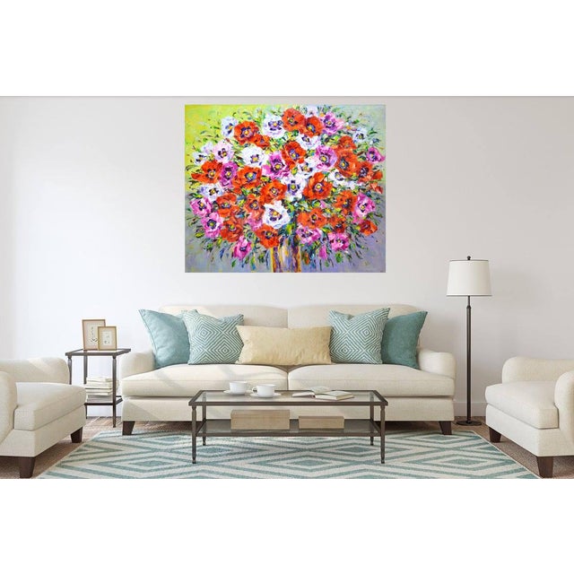 Textile Early 21st Century Poppies. Modern Original Hand Painted For Sale - Image 7 of 11