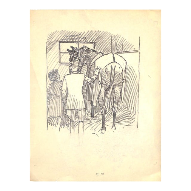 Original 1944 Pencil Drawing From Hi, Guy! The Cinderella Horse by Paul Brown 10 For Sale