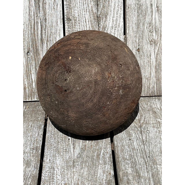 Antique 2 finger-holed, 8” bowling bowl, circa late 1800’s. According to Bowlersmart.com, “the bowlers of the day...
