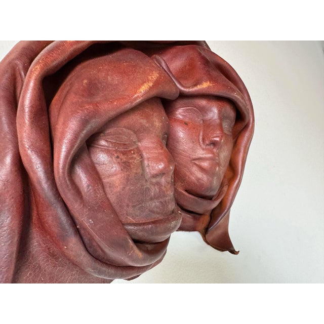 Vintage Leather Face Wall Sculpture For Sale - Image 4 of 12