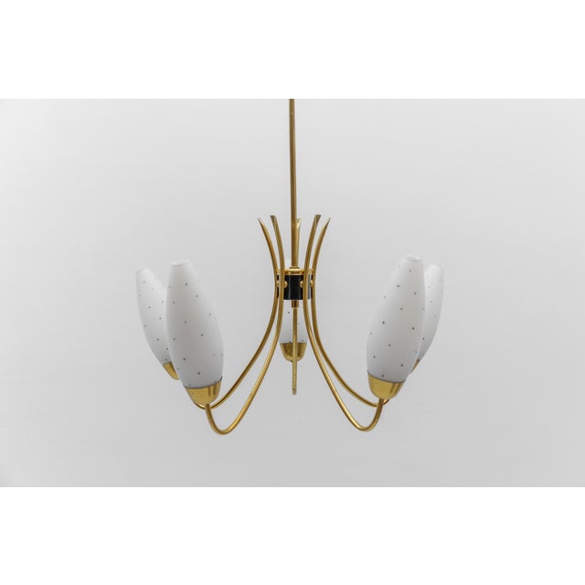 Gold Vintage Italian Brass Spider Lamp with Dotted Glass Shades, 1950s For Sale - Image 8 of 14