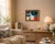 Signed abstract oil painting titled "Cromatismo" by M. Miota, Valencia. Broad blocks of teal, blue, grey, orange and white...