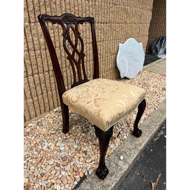 American Late 20th Century Vintage Kindel Furniture Chippendale Style Carved Mahogany Side Chair For Sale - Image 3 of 10