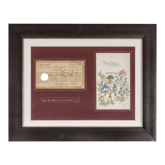 1780s American Revolutionary War Bond, State of Connecticut in Black Frame For Sale