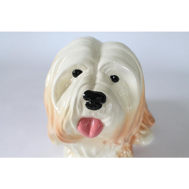 1980s Vintage Ceramic Lhasa Apso Dog Figure For Sale - Image 5 of 10