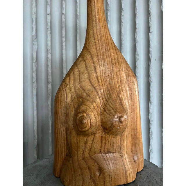 Belgian Artist, Brutalist Abstract Sculpture of a Woman, 1960s, Wood For Sale - Image 4 of 9