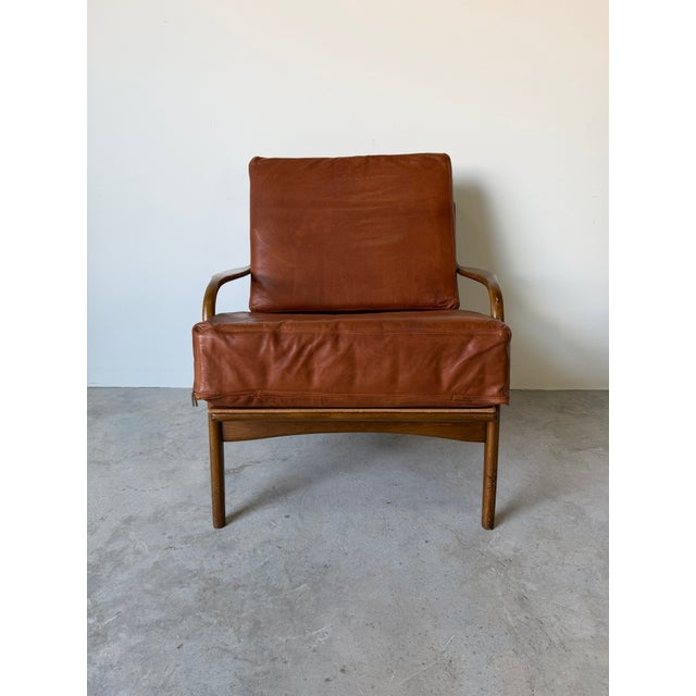 1950’s Mid Century Adrian Pearsall Style Lounge Danish Leather Chair - Made in DenMark For Sale - Image 4 of 18