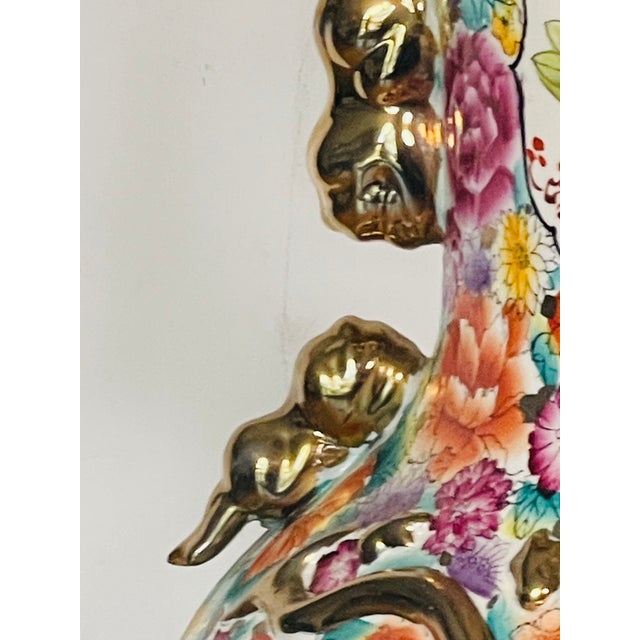 Pink 1900s Spectacular Chinese Chinoiserie Floor Vase With Phoenix Birds and Stand For Sale - Image 8 of 12