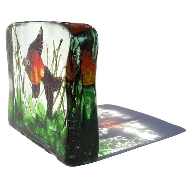 Nautical Vintage Murano Cenedese Barbini Purple Red Silver Flecks Italian Art Glass Fish Aquarium Sculpture For Sale - Image 3 of 9