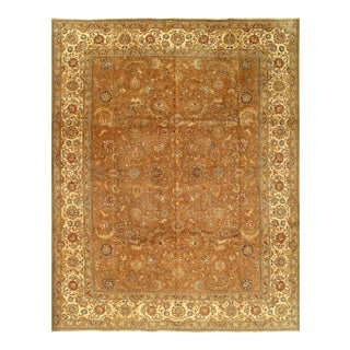 Light Brown Fine Hand Knotted Vintage Tabriz 9'9'' X 12'8'' For Sale