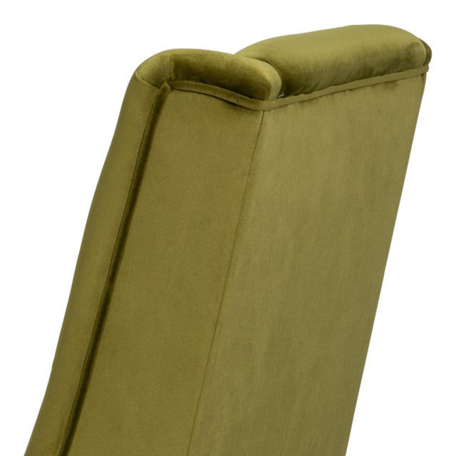 Sloped Arm Green Velvet Dining Chair in Olive, Host Chair For Sale - Image 10 of 11