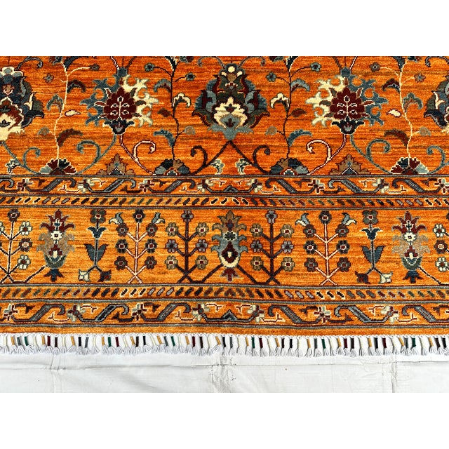 Rust Afghan Sultani Hand-Knotted Wool Rug - 9'8" X 8'1" For Sale - Image 12 of 14