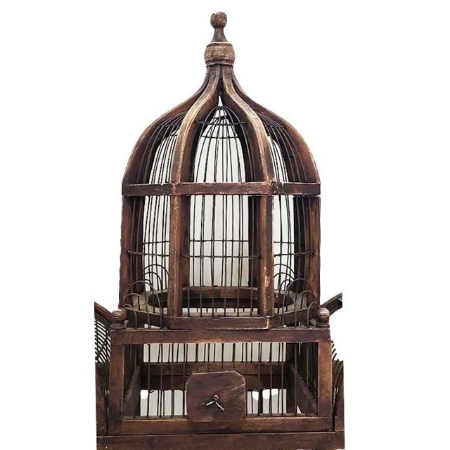 French Country French Country Pavilion Aviary Cage With Removable Tin Debris Tray For Sale - Image 3 of 8