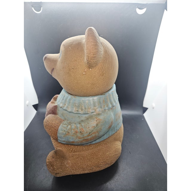 Vintage Teddy Bear Blue Sweater Ceramic Cookie Jar by Merlot Poppytrail