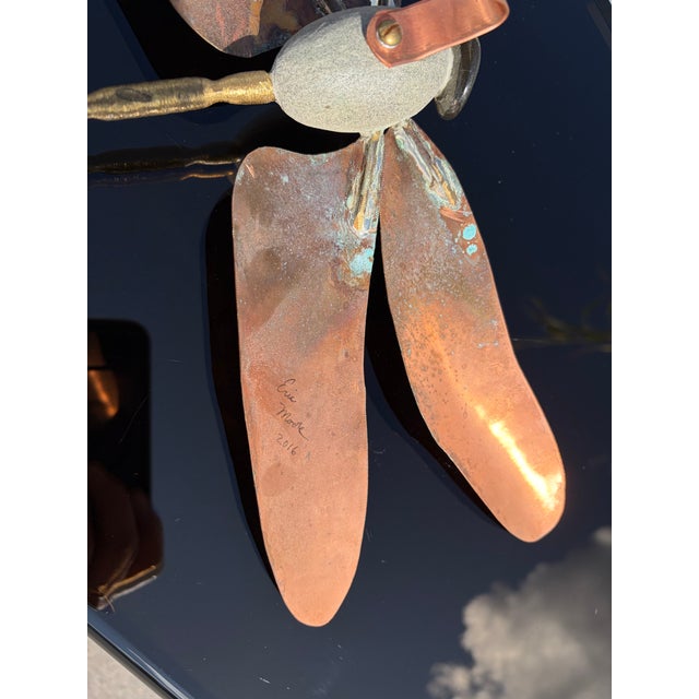 Dragonfly Wall Art Eric Moore 2016, Brass, Copper, Stone For Sale - Image 11 of 11
