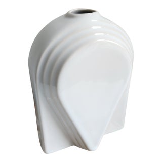 Vintage Harris Potteries Chicago Art Deco White Ceramic Glazed Vase For Sale