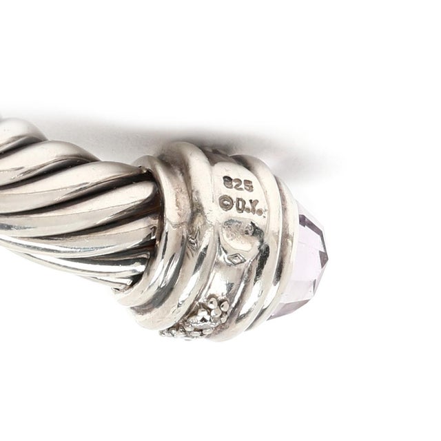 David Yurman Diamond & Rose De France Cable Cuff Bracelet, Sterling Silver For Sale In Greensboro - Image 6 of 7