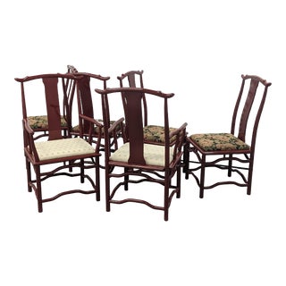 1990s Asian Style Lacquer Dining Chairs, Italy - Set of 6 For Sale
