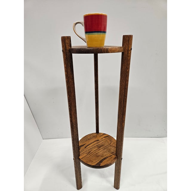 Tall Arts and Crafts Oak Plant Stand For Sale - Image 13 of 13