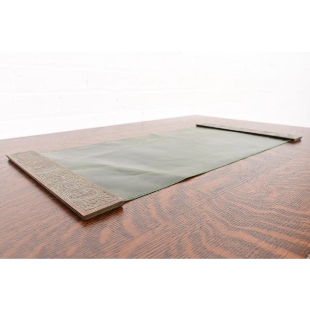 Tiffany Studios Tiffany Studios New York Zodiac Bronze Blotter Ends With Leather Desk Blotter For Sale - Image 4 of 11